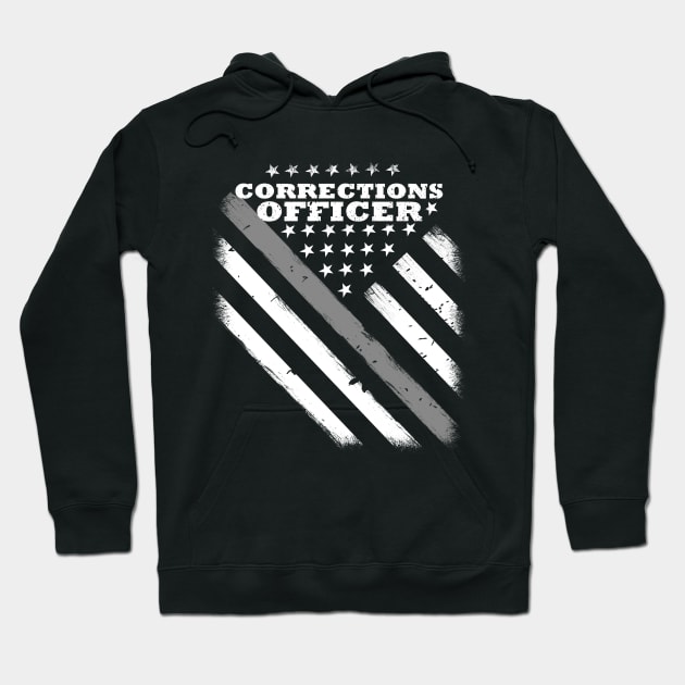 Corrections Officer Flag - Thin Silver Line American Flag Hoodie by bluelinemotivation